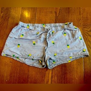 Tabitha Webb Pineapple Embroidered Pajama Shorts